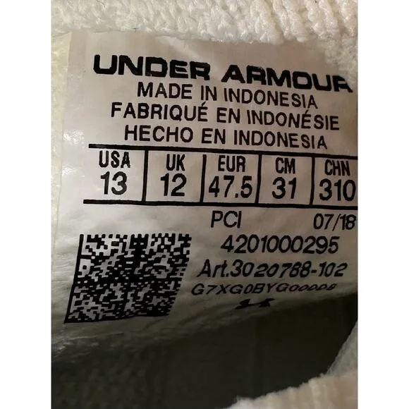 Men's Under Armour Project Rock 1 White/Black Sneakers Sz 13 Athletic Gym EUC!