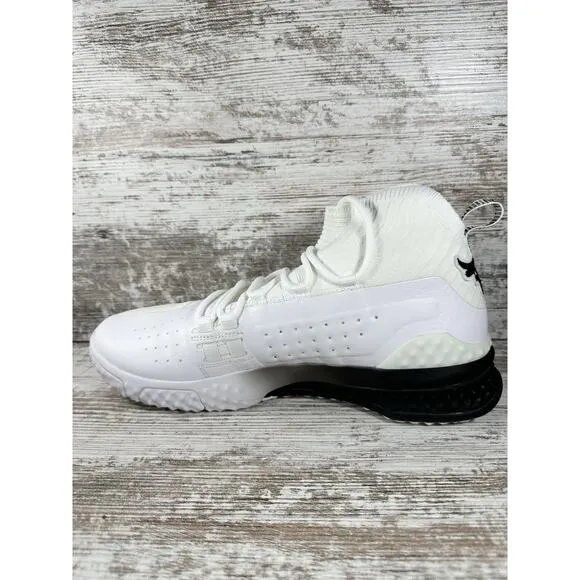 Men's Under Armour Project Rock 1 White/Black Sneakers Sz 13 Athletic Gym EUC!