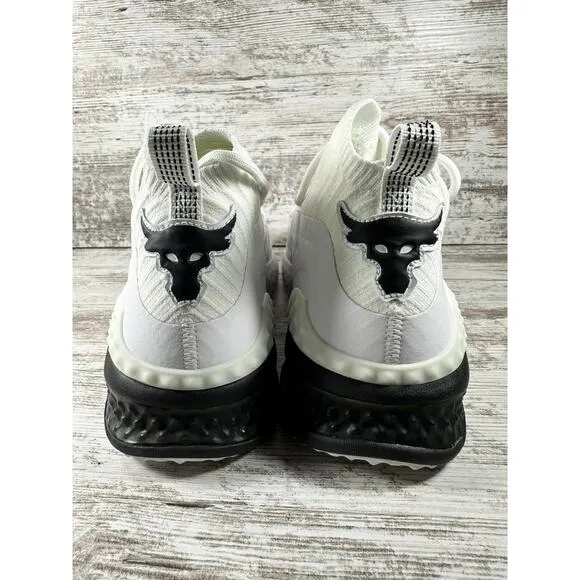 Men's Under Armour Project Rock 1 White/Black Sneakers Sz 13 Athletic Gym EUC!