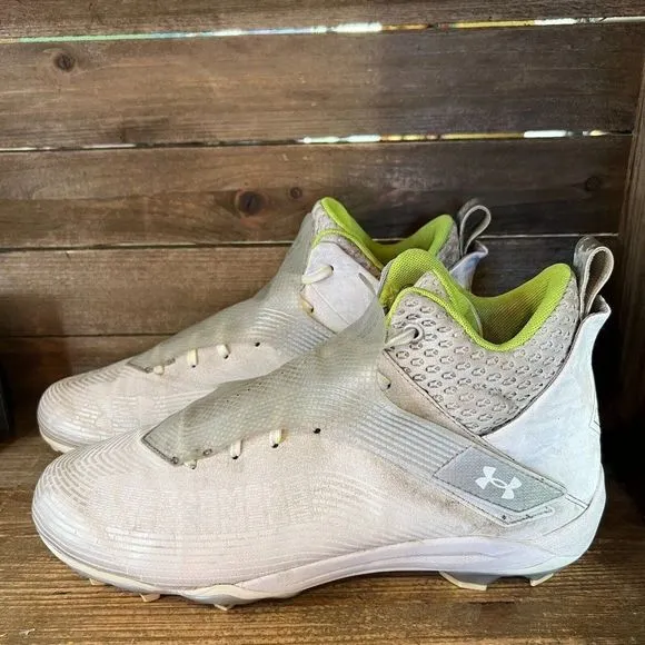 Mens Under Armour‎ Highlight Hammer White Silver Football Cleats Shoes Size 13 M