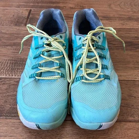 Merrell All Out Peak Trail Running Shoes Aventurine/Sea Blue Women’s Size 9.5
