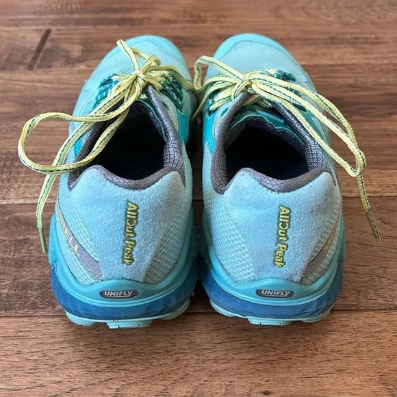 Merrell All Out Peak Trail Running Shoes Aventurine/Sea Blue Women’s Size 9.5
