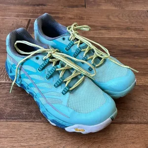 Merrell All Out Peak Trail Running Shoes Aventurine/Sea Blue Women’s Size 9.5