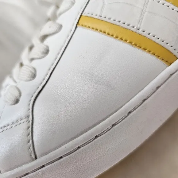 Michael Kors Irving Stripe Lace Up Womens Comfort Shoes White Yellow Sneakers 10
