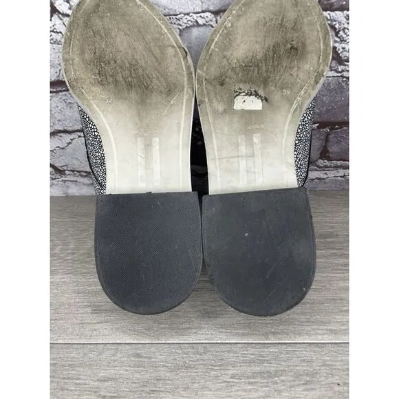 Miista London Black White Leather Cracked Print Center Zip Shoes Women 39EU/8.5M