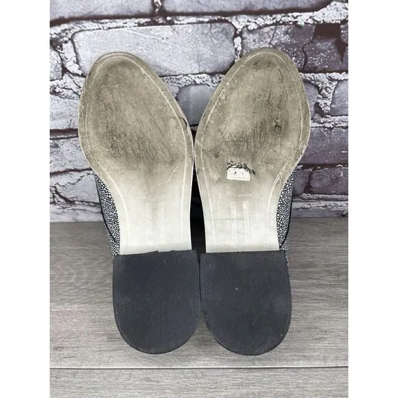 Miista London Black White Leather Cracked Print Center Zip Shoes Women 39EU/8.5M