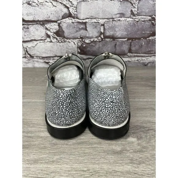 Miista London Black White Leather Cracked Print Center Zip Shoes Women 39EU/8.5M