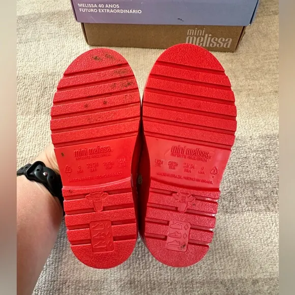 Mini Melissa Com Pochette Red Shoes and Bag Red (Size 9)