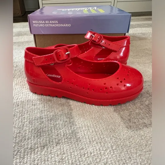Mini Melissa Com Pochette Red Shoes and Bag Red (Size 9)
