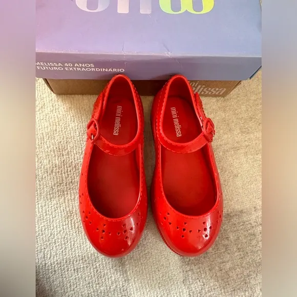 Mini Melissa Com Pochette Red Shoes and Bag Red (Size 9)