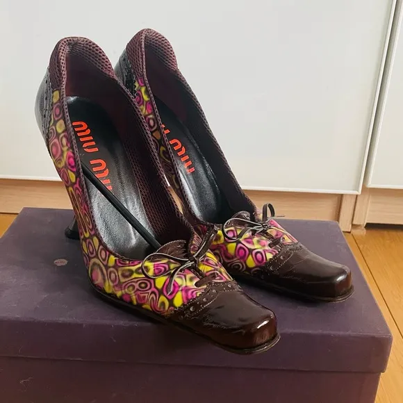 Miu Miu by Prada Brown and Multicolor Women's Shoes 39