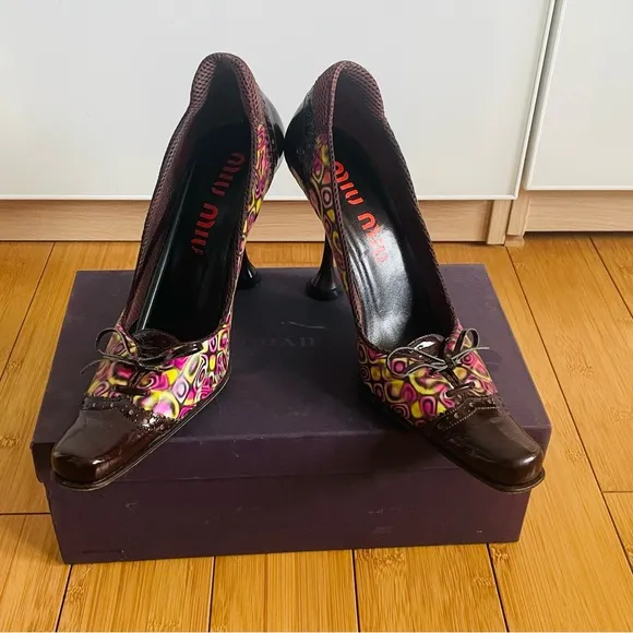 Miu Miu by Prada Brown and Multicolor Women's Shoes 39