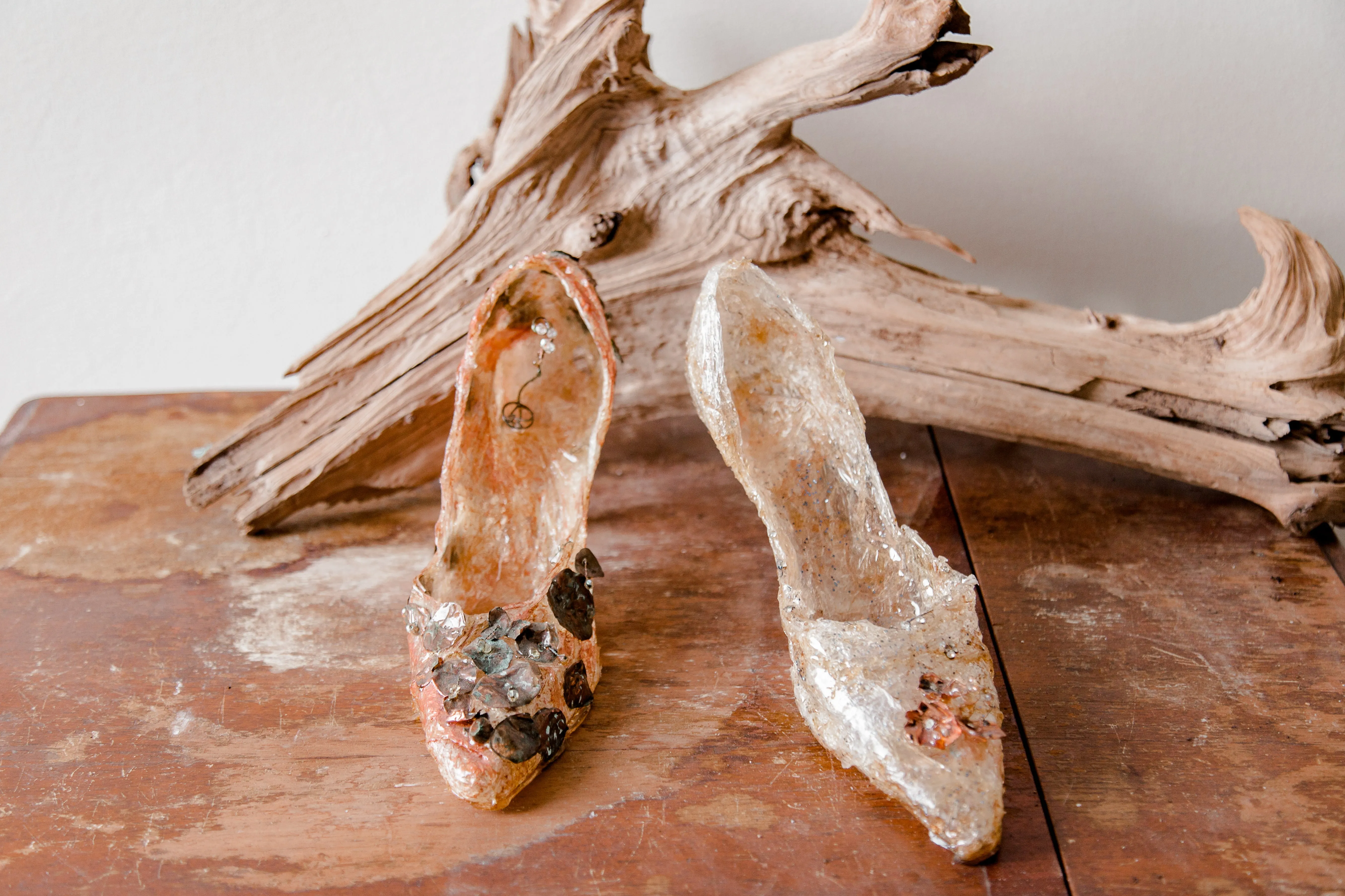 Mixed Media Resin Shoe Sculptures ~ Lilium Shoes