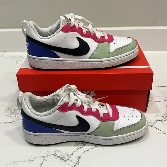 Mommy &amp; me Nike court borough low recraft pair: white, obsidian, rose 13c &amp; 6.5Y