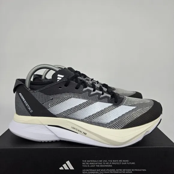 New adidas Adizero Boston 12 Core Black Cloud White Women's Running Shoes Size 9