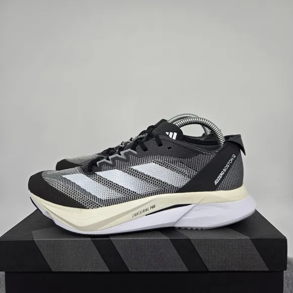 New adidas Adizero Boston 12 Core Black Cloud White Women's Running Shoes Size 9