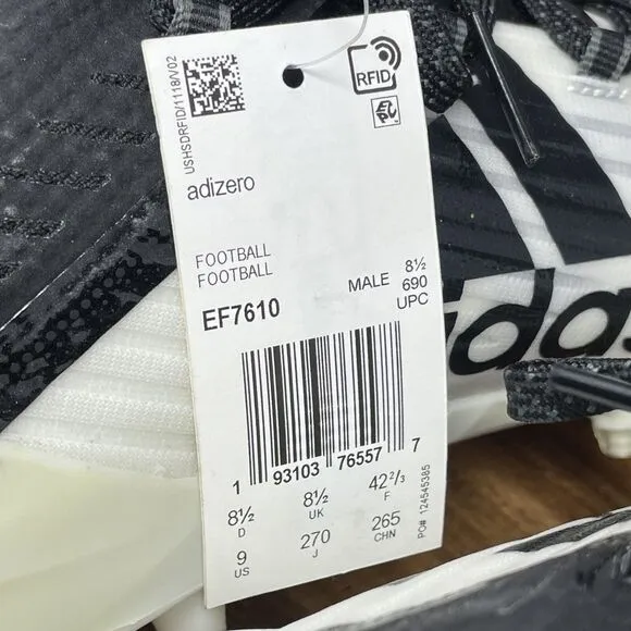 NEW adidas Adizero TD Football Cleats Boots Shoes EF7610 White Black Men's Sz 9