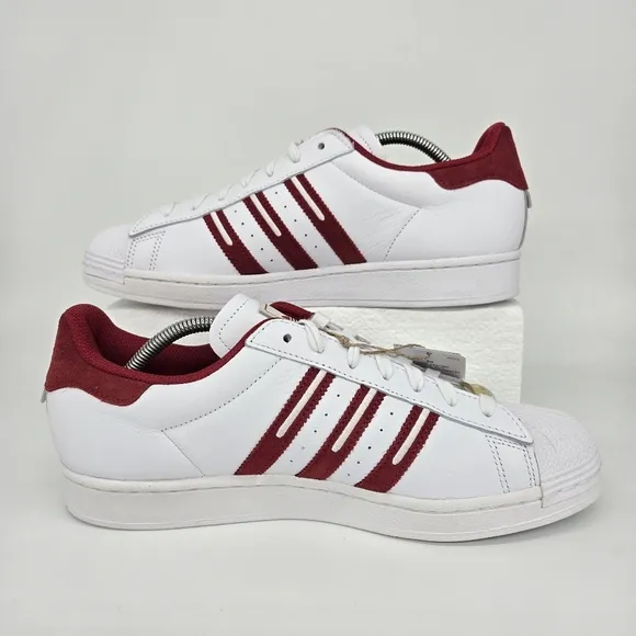 New adidas Superstar 'Embroidered Red Stripes' Men's Shoes Size 11