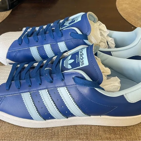 New Adidas Very Rare Blue/Sky Blue Superstar Shoes 9.5 Men’s US