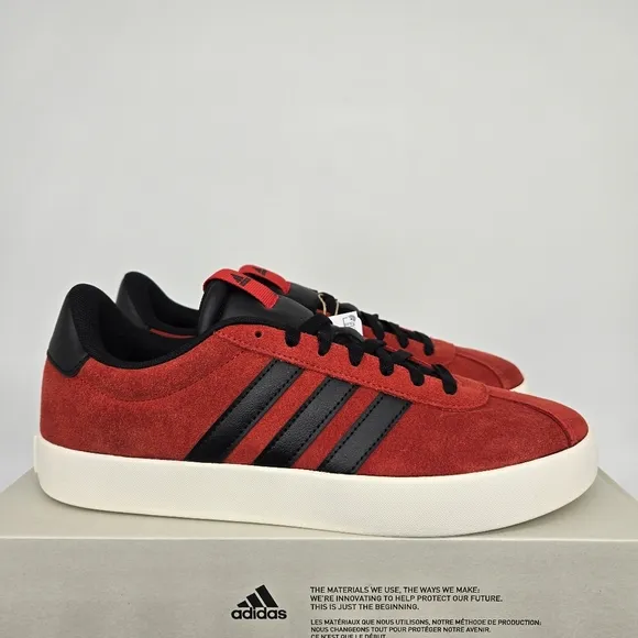 New adidas VL Court 3.0 Better Scarlet Black Men's Skateboarding Shoes Size 11