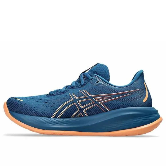 NEW ASICS men's gel-cumulus 26 running shoes in rich navy/faded orange