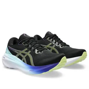 NEW ASICS women's kayano 30 shoes in black/glow yellow
