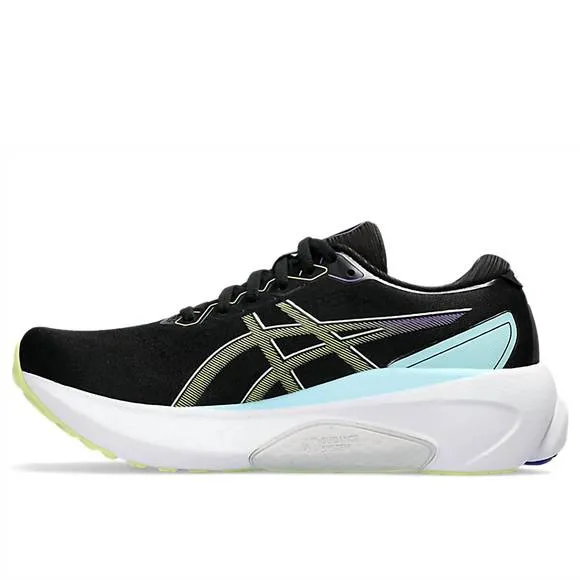 NEW ASICS women's kayano 30 shoes in black/glow yellow
