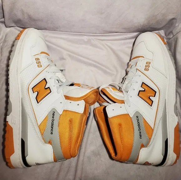 New Balance 650R White and Orange Sneakers size 16