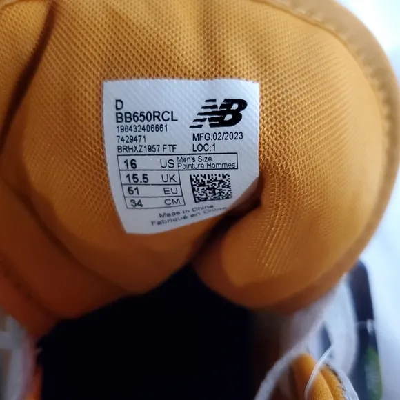 New Balance 650R White and Orange Sneakers size 16
