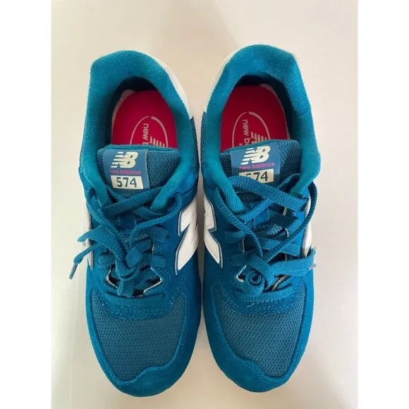 New Balance Girls 574 V1 Size 4 M Big Kids Blue Running Sneakers Shoes NEW