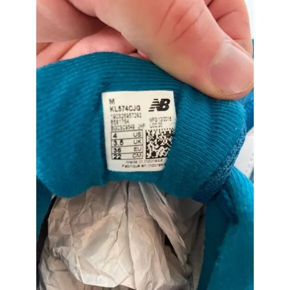 New Balance Girls 574 V1 Size 4 M Big Kids Blue Running Sneakers Shoes NEW