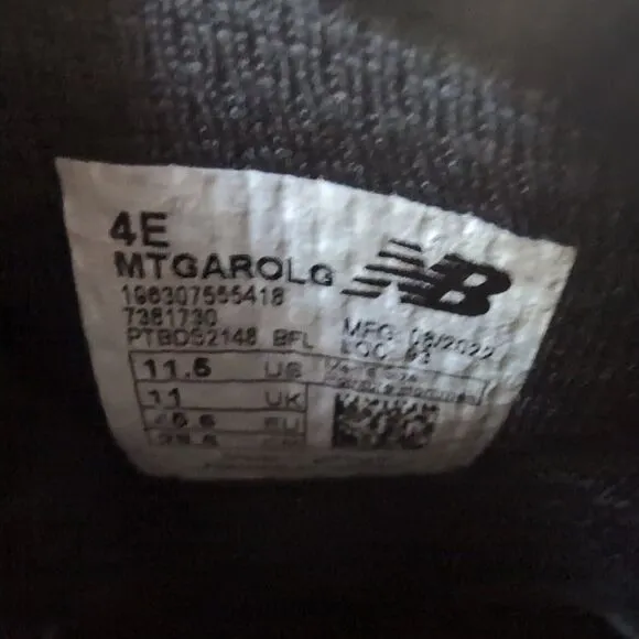 New Balance MTGAROLG Men 11.5 Black Fresh Foam Garoe V1 Trail Running Toeprotect