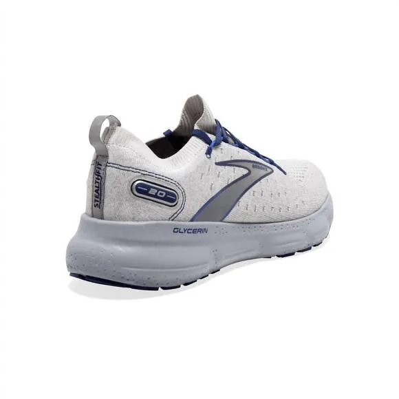 NEW BROOKS men's glycerin stealthfit 20 running shoes in oyster/alloy/blu depths