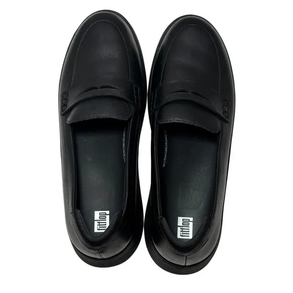 NEW Fitflop Womens F-Mode Leather Flatform Slip On Loafers Shoes Size 11
