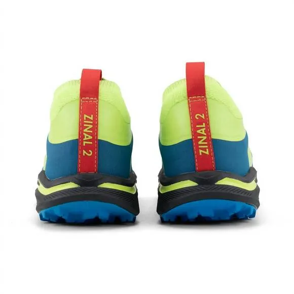 NEW HOKA men's zinal 2 trail running shoes in diva blue / lettuce