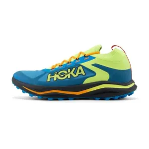 NEW HOKA men's zinal 2 trail running shoes in diva blue / lettuce
