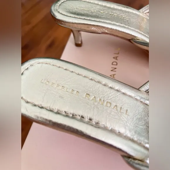 New in box Loeffler Randall $295 Neely Kitten Heel Champagne 8.5  Saks OOHHH …