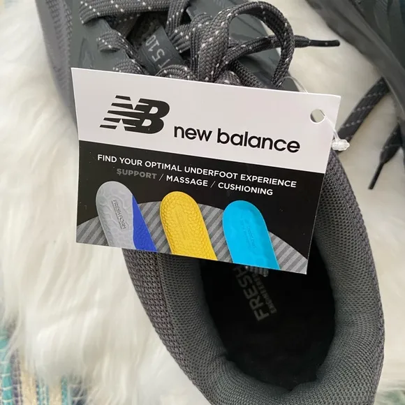 New in box new balance fresh foam trail running shoes men’s size 12 black/grey