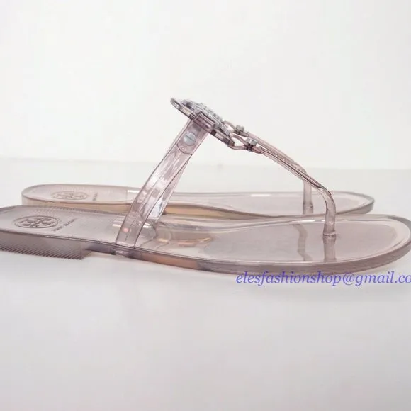 New in Box Tory Burch Jelly Mini Miller Sandal GRAY US 6 7 8 AUTHENTIC