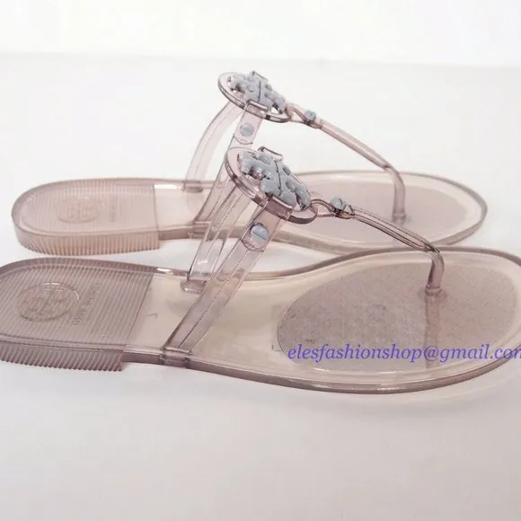 New in Box Tory Burch Jelly Mini Miller Sandal GRAY US 6 7 8 AUTHENTIC