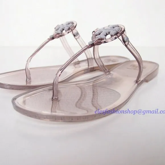New in Box Tory Burch Jelly Mini Miller Sandal GRAY US 6 7 8 AUTHENTIC
