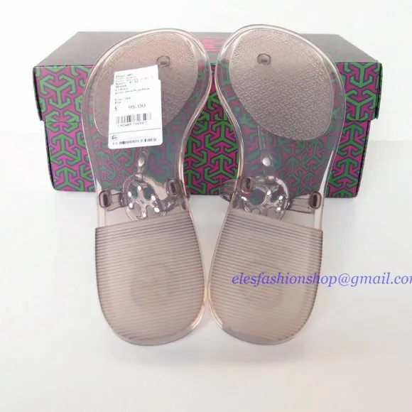 New in Box Tory Burch Jelly Mini Miller Sandal GRAY US 6 7 8 AUTHENTIC