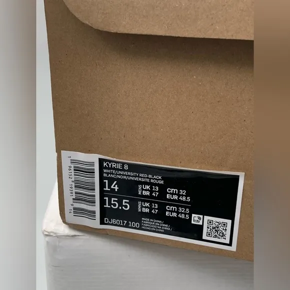 🌹New Listing🌹 NIB Nike Kyrie 8 White/University Red DJ6017-100 Size 14M or 15.5W