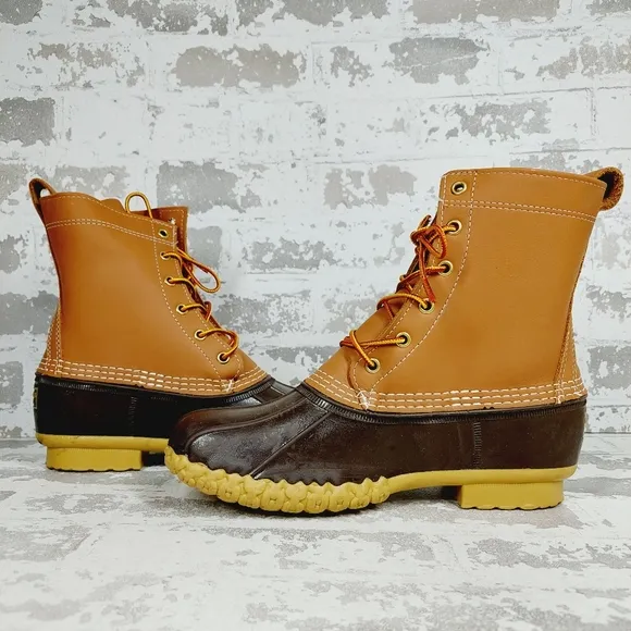 New  L.L.Bean 8'' Bean Tan/Brown Winter Lace Up Boots  i872