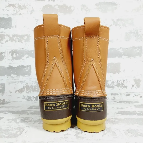 New  L.L.Bean 8'' Bean Tan/Brown Winter Lace Up Boots  i872
