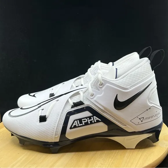 New Men's Nike Alpha Menace Pro 3 Football Cleats White Navy Blue CT6649-108
