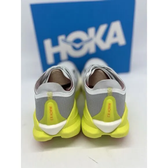 NEW Men's Size 10 HOKA Mach X 2 Running Shoes 1155119 White Citrus Yellow Gym