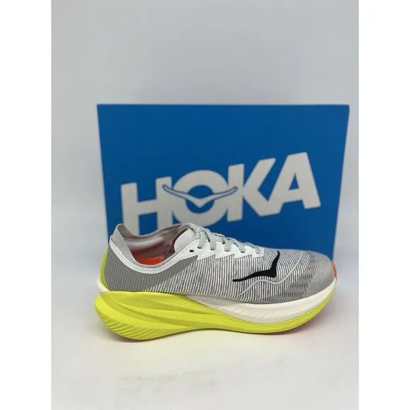 NEW Men's Size 10 HOKA Mach X 2 Running Shoes 1155119 White Citrus Yellow Gym