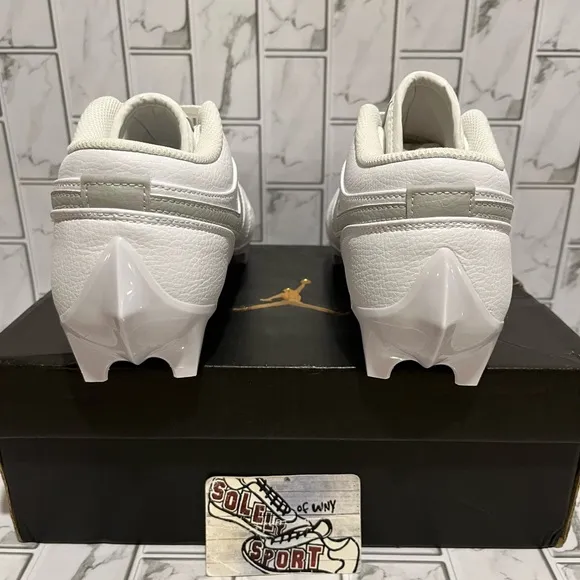 New Nike Air Jordan 1 Low TD Football Cleats Custom White Leather Mens 8.5