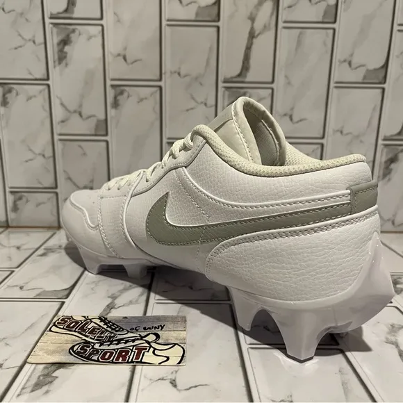 New Nike Air Jordan 1 Low TD Football Cleats Custom White Leather Mens 8.5